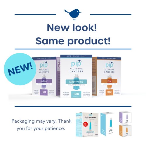 Pip Lancets - 30G x 1.0mm - 200 Count - All-in-One Safety Lancets for Virtually Painless Blood Glucose Testing - Blue