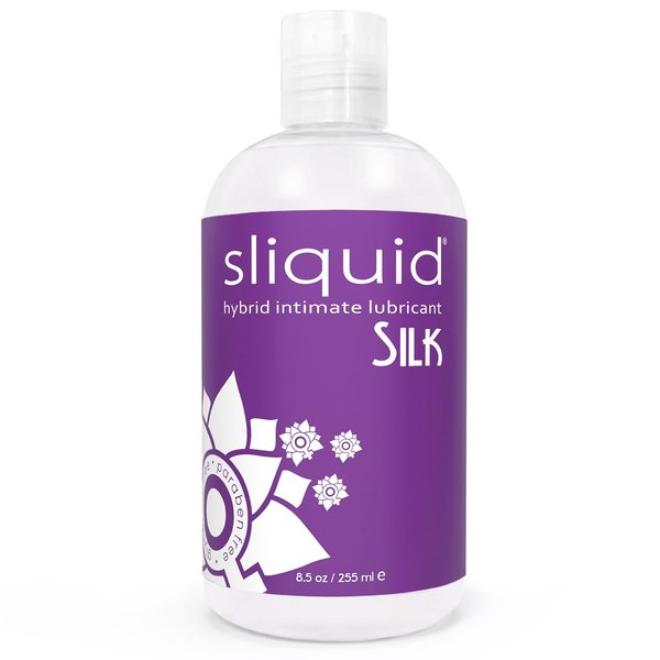 Sliquid Silk Intimate Lubricant - Silicone & Water-Based Lube Blend for Women/Men/Couples, Hypoallergenic Lube, Hybrid Silicone Lube & Water-Based Lubricant, Waterproof, Unscented, 8.5 Fl Oz