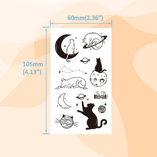 VIWIEU Small Space and Animal Temporary Tattoos for Kids Boys and Girls 15 Pack, Cool Fake Body Arm Decor Gift for Christmas&Holiday - Moon, Star, Planets, Wolf, Cat, Rabbit, Whale, Snake Styles