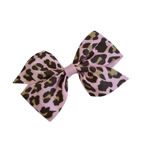 Funny Girl Designs 3.5 Inch Polka Dot Pinwheel Bow (Alligator Clip, Pink Cheetah)