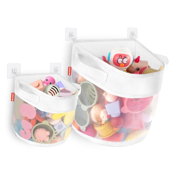 UNEEDE 2Pcak Bath Toy Organizer,Big Capacity Bathtub Toy Storage Organizer,Quick Access Bath Toy Holder For Bathtub,Baby Organizer And Storage,Quick Dry Baby Bath Toy Storage For Tub,Mesh Shower Caddy