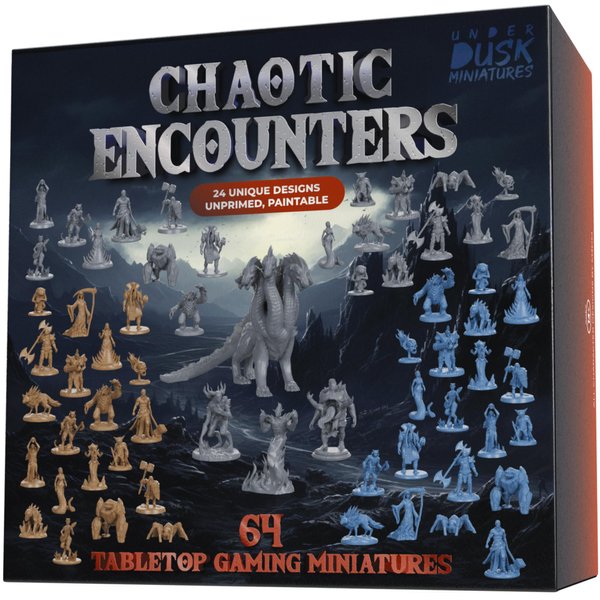 Chaotic Encounters - 64 Tabletop Gaming Miniatures for RPG/DND Miniatures/Bulk Dungeons & Dragons Miniatures/D&D Miniatures Monsters/DND Minis/DND Figures Starter Pack/Pathfinder