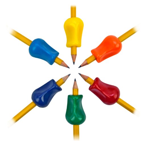 The Pencil Grip Original Pencil Grippers 6 Pcs, Pencil Grips for Kids Handwriting, Ergonomic Pen Grip for Righties & Lefties, Pencil Holder for Kids, Toddlers, Adults, Writing Tool with Finger Cushion