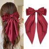 Womens Red Hair Bows for Women, Burgundy Red Hair Bow for Women Girls Long Curly Hair Accessories Bow for Women Girls Teens Hair Clips for Women Bowknot Hair Clip Hair Bow Tie for Women Girls