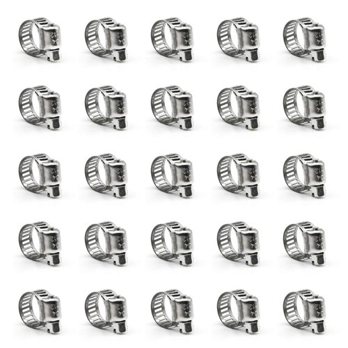 ZIPCCI Hose Clamp, 25 Pack Stainless Steel Worm Gear fuel line hose clamps, 6-12mm (1/4-1/2 inch)