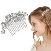 Bridal Wedding Crystal Hair Comb, Handmade White Rhinestone Hair Clips Bridal Headpiece Sparkly Crystal Hair Pin Side Combs Hair Accessorie for Women Girls