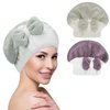 Unaone 2 Pack Microfiber Hair Drying Towels, Super Absorbent Turban Hair Towel Cap, Quick Dry Head wrap with Bow-Knot Shower Cap for for Curly, Long, Thick Hair & Wet Hair (Light Green & Light Purple)