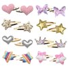 Gingbiss Hair Clips for Girls - 8 Pairs of Star, Crown, Heart, Butterfly Shaped Barrettes and Pins - Metal Snap Accessories for Styling Kids' Hair