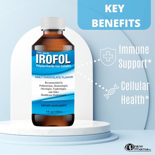 IROFOL High Potency Liquid Iron Dietary Supplement | Iron for Kids and Adults | Iron Supplement for Women and Men | Malt Chocolate Flavor | 4 fl oz (118 mL) | 100mg Polysaccharide Iron Complex for Anemia Iron Deficiency and Energy Support | Sugar Free Alc
