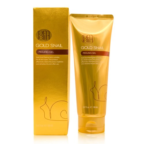 Lamelin Gold Snail Peeling Gel, 24K Gold Face Exfoliator, Natural Gentle Scrubber, Blackhead Remover, Pore & Acne Scar Minimizer, All Skins, 5.07 fl oz Made In Korea