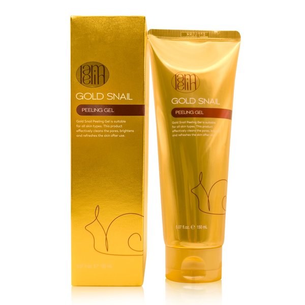 Lamelin Gold Snail Peeling Gel, 24K Gold Face Exfoliator, Natural Gentle Scrubber, Blackhead Remover, Pore & Acne Scar Minimizer, All Skins, 5.07 fl oz Made In Korea