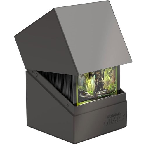 Ultimate Guard Boulder Solid 100+, Deck Case for 100 Double-Sleeved TCG Cards, Grey, Secure & Durable Storage for Trading Card Games, No Transparency