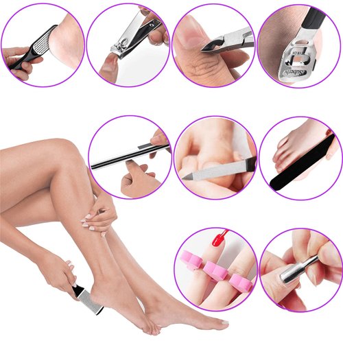 XMOSNZ Pedicure Kit Professional Foot Scrubber Pedicure Tools Set, Stainless Steel Foot Care Tools Foot File Rasp Foot Dead Skin Remover Foot Spa for Men Women Gift