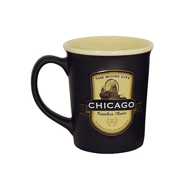 Americaware Chicago Emblem 18oz Ceramic Coffee Tea Mug Cup 5 Inches Long By 4.75 Inches Tall By 4 Inches in Diameter.