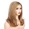 Onedor 18 Inch Kanekalon Futura Synthetic Hair 130% Density Straight Lace Front Side Part Long Wigs (Dark Natural Blonde Blended & Pale Golden Blonde with Dark Roots-OT8/386/624)