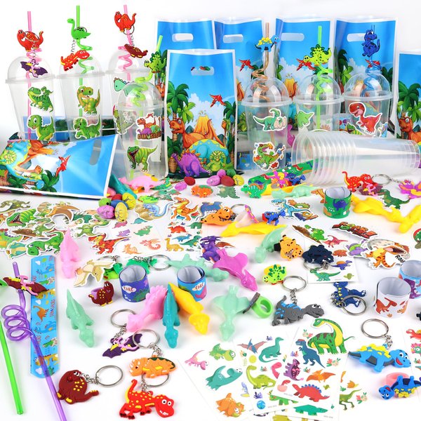 Dinosaur Party Favors Set 166PCS Dinosaur Birthday Party Supplies for Bulk Goodie Bags Stuffers, Treasure Box Toys, Piñata Filling, Easter Basket Fillers, Perfect for Boys and Girls Party Gifts