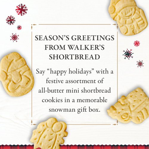 Walker’s Assorted Mini Shortbread Cookies in Festive Shapes- Snowman Shortbread Cookie Box (5.3 oz) - Includes Christmas Cookies in Various Shapes
