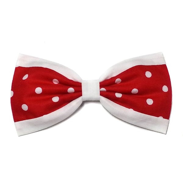 Red Polka Dot and White Stripe Hair Bow-retro, 50s, Cute-for Teens, for Girls, for Women (Barrette)