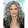 Sallcks Womens Long Curly Grey Wig 2 Tones Natural Curly Side Part Halloween Costume Wig for Women
