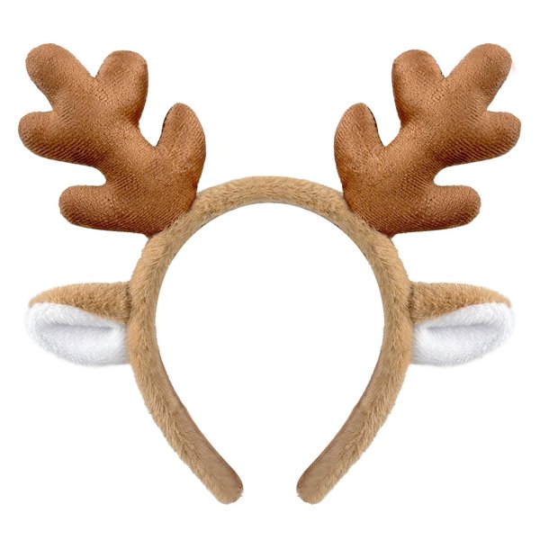 Dolkoic Cute Headband Reindeer Antlers Headband for Halloween Christmas Party Cosplay Costume Makeup Washing Face