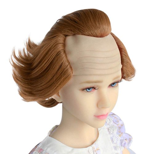 Anogol Wig Cap+ Brown Pennywise Wig Short Wavy Synthetic Wig Brown Wigs Brown Synthetic Wigs Cosplay Costume Wig Anime Outfit for Halloween Party Wig
