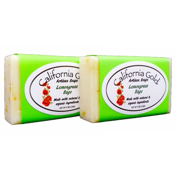 California Gold Artisan Soaps Lemongrass Sage Bar Soap with Spearmint and Calendula (2)