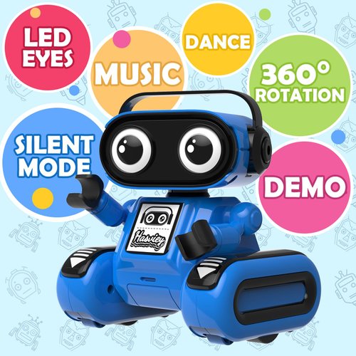 Hasviey Robot Toys for Boys, Rechargeable Remote-Controlled Robot for Kids 6-8, RC Robots with Auto-Demo, Record, Repeat, Dance Moves, Music, Flexible Head & Arms, Gift Ideas for Birthday Xmas - Blue