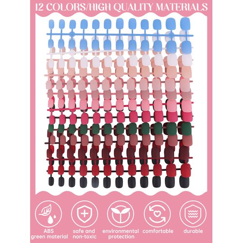 288 Pieces Kids Short Matte Press on Nails, TOROKOM Children Fake Nails 12 Colors Acrylic Nails Art Tip for Kids Short Square Full Cover Fake Nails for Women Girls Kids (12 Matte Colors)