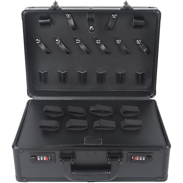 InSyoForeverEC Professional Barber Case, Barber Tool Kits Storage, Double Layer Travel Barber Tool Box, Luxury Carrying Case for Beauty Hair Stylist Pet Groomer with Handle & Secure Numlock (Style 1)