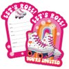 RZHV 15 Pack Roller Skating Shaped Fill-In Party Invitations Cards With Envelopes for Boys & Girls Teens Adults, Funny Boys & Girls Sports Party Baby Shower Birthday Party Invite(Let's Roll)