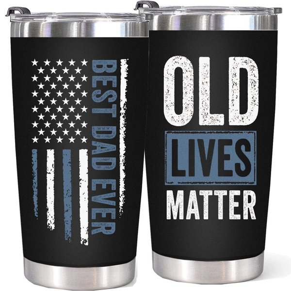 WECACYD Stainless Steel Dad Tumbler, 20oz Old Lives Matter, Leak Proof Insulated Travel Mug, Best Dad Ever Gift for Father's Day, Birthday, Christmas