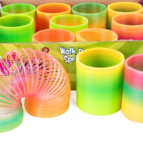 Super Z Outlet Classic Novelty Colorful Rainbow Neon Plastic Spring Toy for Birthday Party Favors, Bag Fillers, Gift (12 Pack)