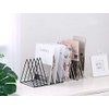 Cq acrylic Triangle File Folder Racks and Magazine Holder,10 Lattice Metal Newspaper Holder Magazine File Storage for Office Home Decoration,Black