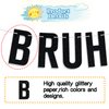 Bruh It's My Birthday Banner, Happy Birthday Bro, Funny Humor Birthday Party Decorations Supplies for Men Kids Boy, Black Glitter