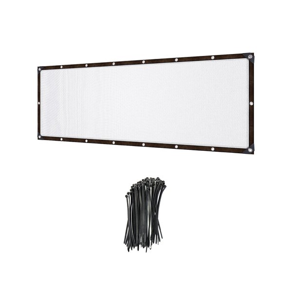 White 90% Shade Cloth, Backyard Fence Covering Privacy,3 x 10FT Patio Privacy Screen,Blockage Patio Sun Shade Cloth Netting Mesh with Chain Link Zip Ties,Keep Light/Cool,Fence Screen for Outdoor Yard