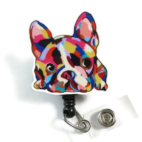 Dog Badge Reel, French Bulldog Badge Reel, Funny Animal ID Holder, Fun Nurse Badge Reels, Cute Frenchie Puppy ID Badge Clip, Vet Tech Veterinarian Badge, Dog Mom Gift