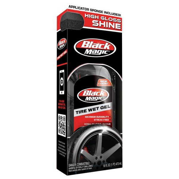 Black Magic 5072647 Tire Wet Gel, 16 oz - Thick Clinging Formula Sticks To Tires To Produce Minimal Sling and a Glossy Shine