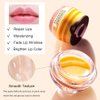 Bee Lip Balm Honey Pot, 2 PCS Strawberry & Honey Hydrating Prevention Dry and Cracked Lip Scrubs Exfoliator, Propolis Moisturizing Lip Sleep Mask Reduces Lip Lines, Lip Exfoliating Honey Bee Lip Mask