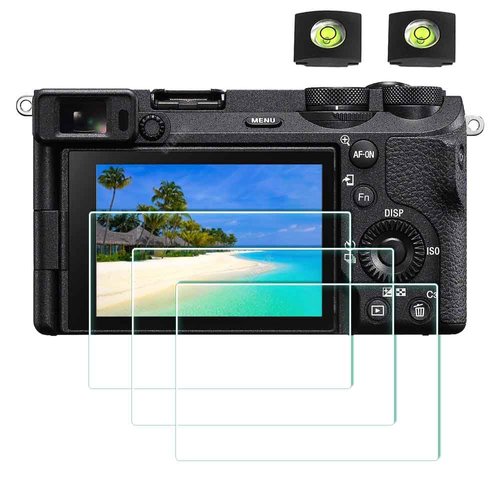 ULBTER Screen Protector for Sony Alpha A7C II 7C II A7CII A7CR A6700 6700 A7C R Camera & Hot Shoe Cover 0.3mm 9H Hardness Tempered Glass Cover Anti-Scrach Anti-Fingerprint Anti-Bubble [3+2 Pack]