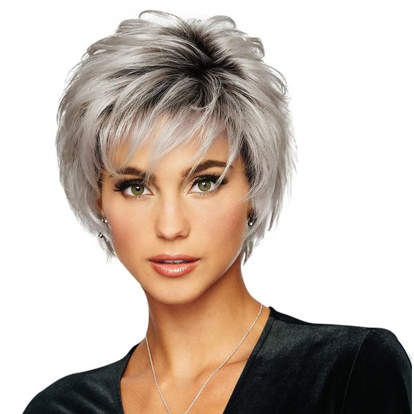 Raquel Welch Voltage Short Layered Synthetic Wig by Hairuwear, Average Cap, R51/61 Iced Granita