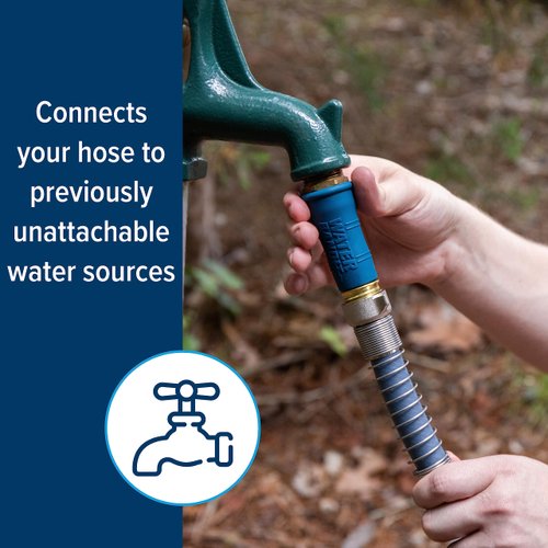 Camco Water Bandit w/Clamp | Connect Garden Hose/Water Hose to Damaged Faucet or Faucet w/o Threads | Features Flexible Design & Includes (2) Water Bandits and (2) Clamps | Drinking Water Safe (22480)