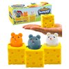 Yoya Toys Squeeze pops Mouse in Cheese Squishy - Squeeze Fidget Toy, Mouse Pop Up Fidget Toy - Stress Relief Plush, Squeeze Cheese - Autism/ADHD Cheese Wedge Toy - Set of 3 Popping Mice Toy