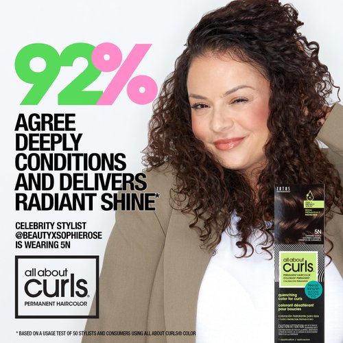 All About Curls 5N Caramel Curls Permanent Hair Color (Prep + Protect Serum & Hair Dye for Curly Hair) - 100% Grey Coverage, Nourished & Radiant Curls