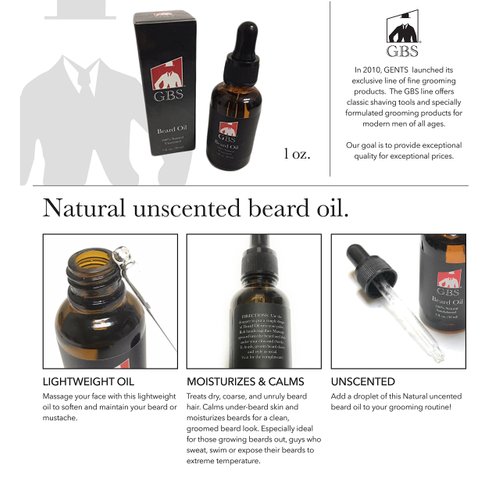 G.B.S Beard Grooming Set- No Snag Anti-Static Stylish Bamboo Wood Beard Comb, Natural Unscented Beard Oil and Sandalwood Beard Oil