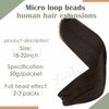 Micro Beads Weft Hair Extensions Brown LAAVOO Beaded Weft Brown Hair Extensions Brown Micro Ring Weft EZE Weft Darkest Brown Micro Weft Extensions Natural Straight Double Weft 50g 12" Width 20"