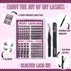 Lashes Extension Kit Lashes Clusters Individual Lashes Kit 4 Styles DIY Eyelashes Extension Kit with Lash Bond and Seal Mascara Brush Lash Applicator Eyelashes Clusters(10-16MM,132Pcs)