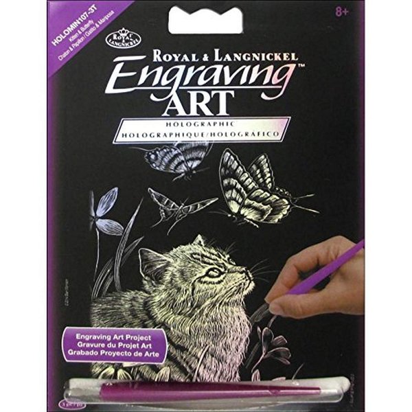 Royal Brush HOLOMIN-107 Holographic Foil Engraving Kitten & Butterfly Art Mini Kit, 5" by 7"