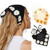 Molans Floral Crochet Daisy Print Knitted Hairbands and Vintage Hair Scarf 2PCS for Women Girls