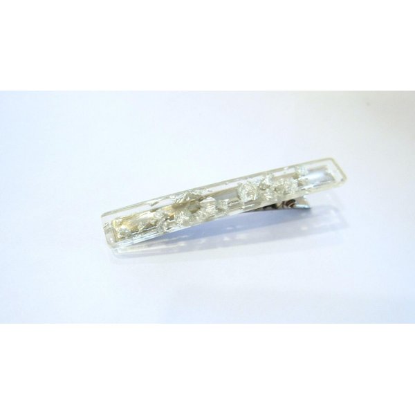 Generic Small 2 inch super slim clear silver speckled alligator hair clip fine thin hair