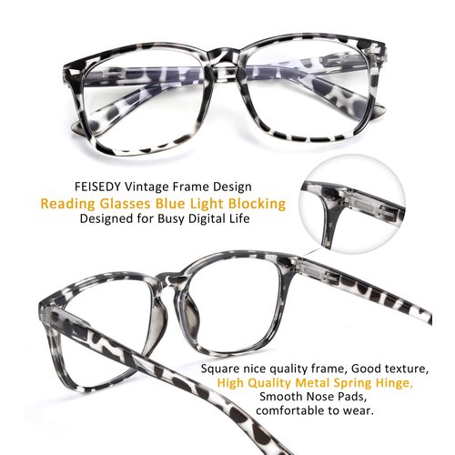 FEISEDY Vintage Reading Blue Light Blocking Glasses Women Men Hyperopia Presbyopia Reader Glasses B2519